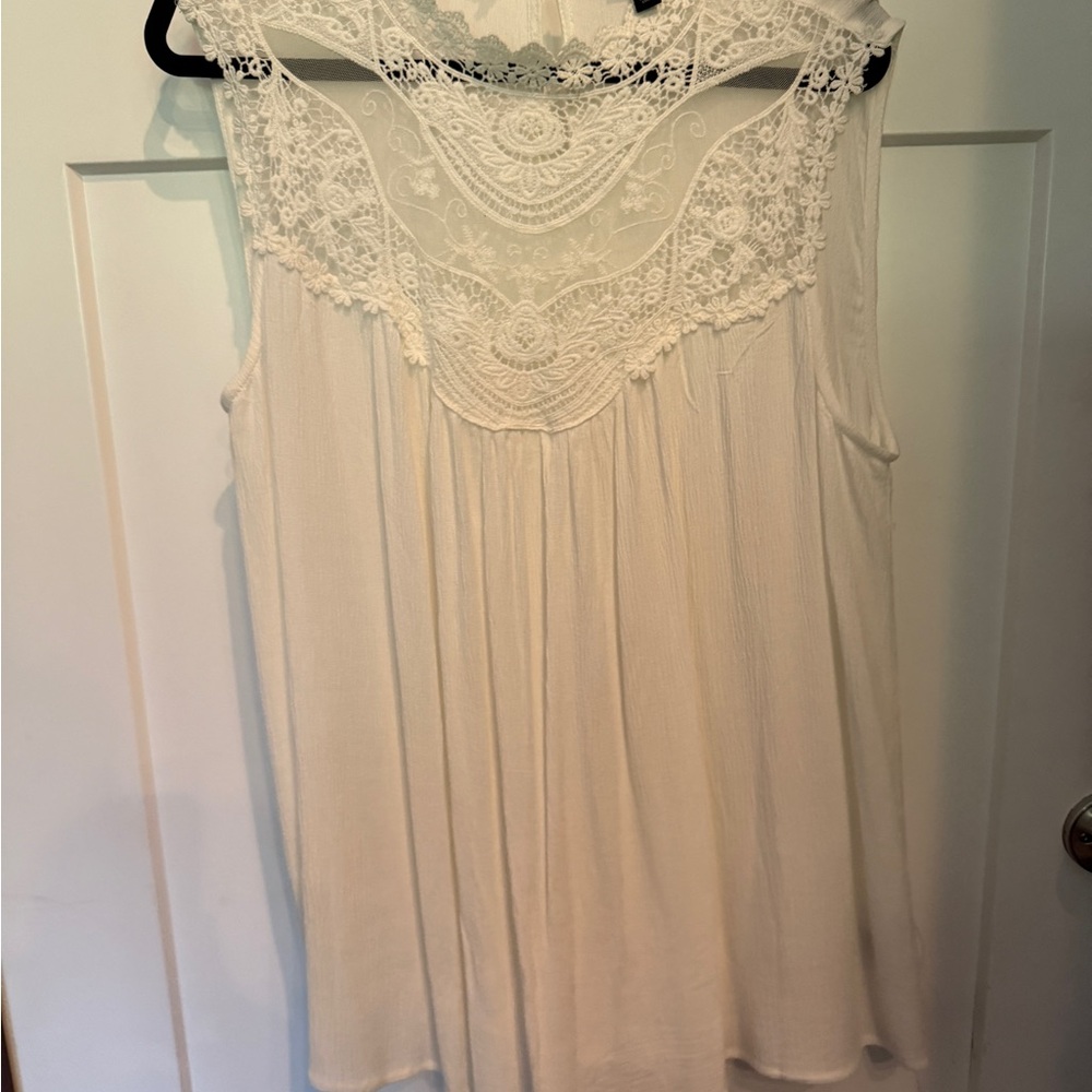 Torrid Cream Lace Detail Blouse